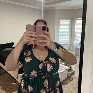 Green Tie Front Relaxed Blouse